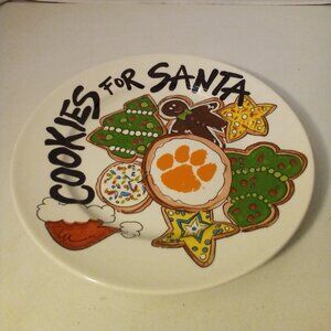 Magnolia Lane Clemson Tigers Cookies For Santa Plate Christmas Holiday 10.5"
